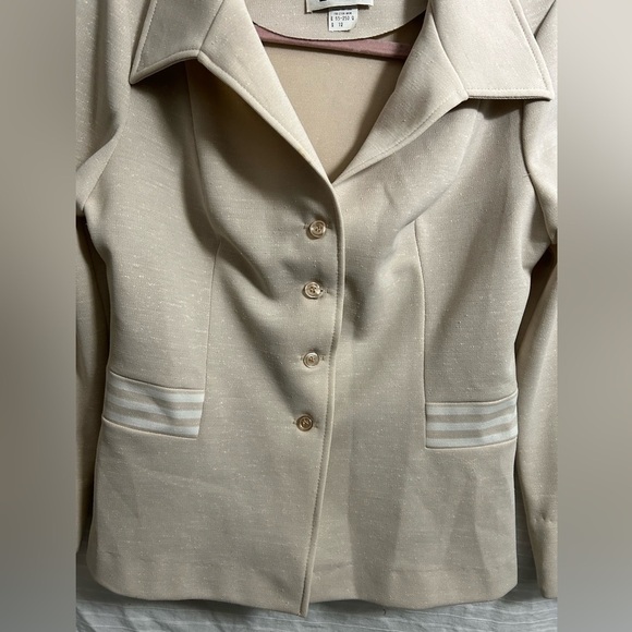 Vintage MELISSA LANE Beige Women’s 4 Button Blazer Jacket Size 12 - Picture 3 of 7